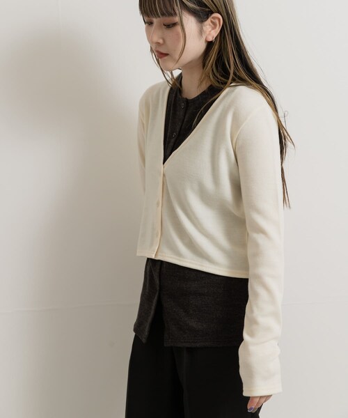THE GOODLAND MARKET（ザグッドランドマーケット）の「&her　Vest Cardigan Set（カーディガン/ボレロ・レディース・GRYxOFF/CHARCOAL/OFF・FREE）」の9枚目の写真