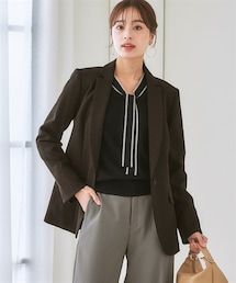 7days Life Styling | 【レディーススーツ】セットアップ対応洗えるウール調ストレッチロング丈テーラードジャケット（上下別売）(スーツジャケット)