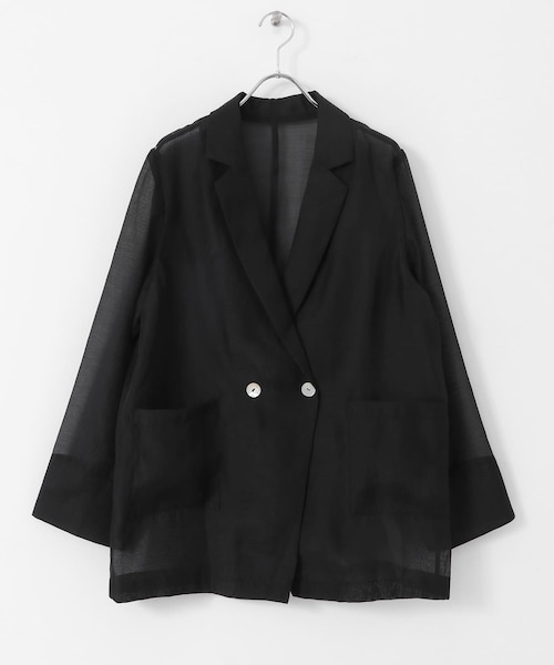 SENSE OF PLACE by URBAN RESEARCH（センスオブプレイスバイアーバンリサーチ）の「シアーテーラードジャケット（テーラードジャケット・レディース・BLACK/IVORY/BROWN・one）」の19枚目の写真