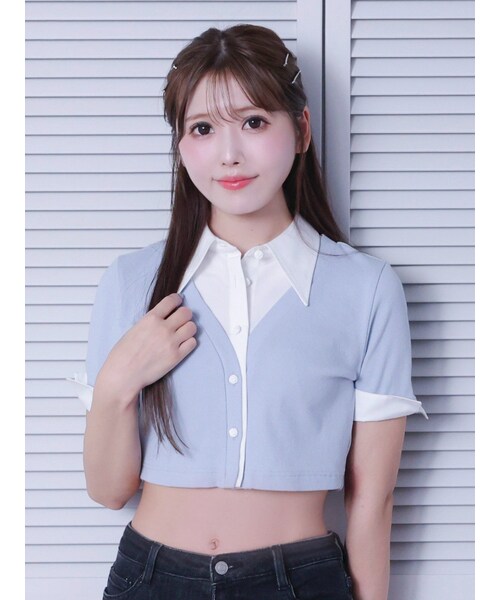 EATME（イートミー）の「シャツカラーレイヤードブラウス（シャツ/ブラウス・レディース・グレー/ブラック/アイスブルー・F）」の21枚目の写真