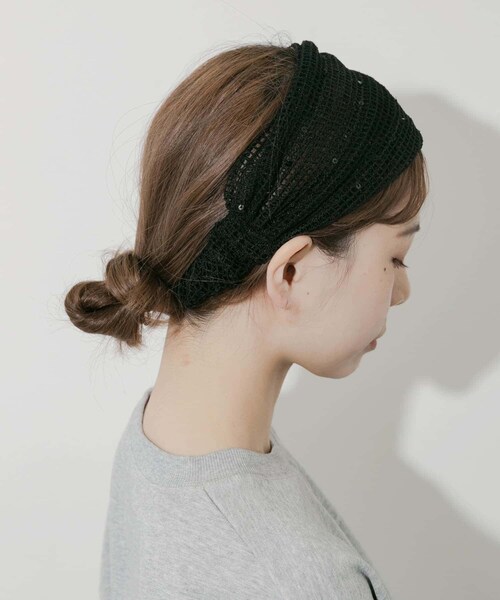 SMELLY（スメリー）の「スパンコールメッシュヘアターバン（ヘアバンド・レディース・BLK・-）」の7枚目の写真