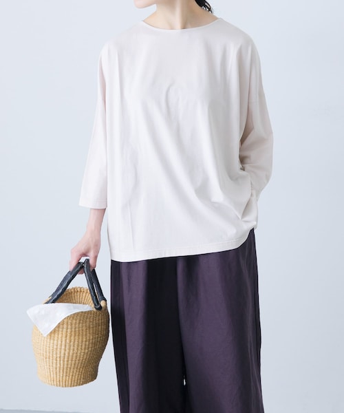 かぐれ（カグレ）の「ボートネック7分袖ワイドカットソー（Tシャツ/カットソー・レディース・OFF/PINK/SMOKE NAVY・FREE）」の3枚目の写真