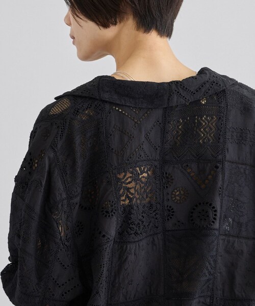 ADAM ET ROPE'(アダムエロペ)の「【WEB限定】刺繍レースパッチワークシャツジャケット/ セットアップ対応(テーラードジャケット・レディース・ブラック/ホワイト・F)」の10枚目の写真
