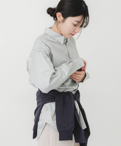 EKAL(エカル)の「cotton crispシャツ(シャツ/ブラウス・レディース・ストライプ/イエロー/グレー・One)」の5枚目の写真