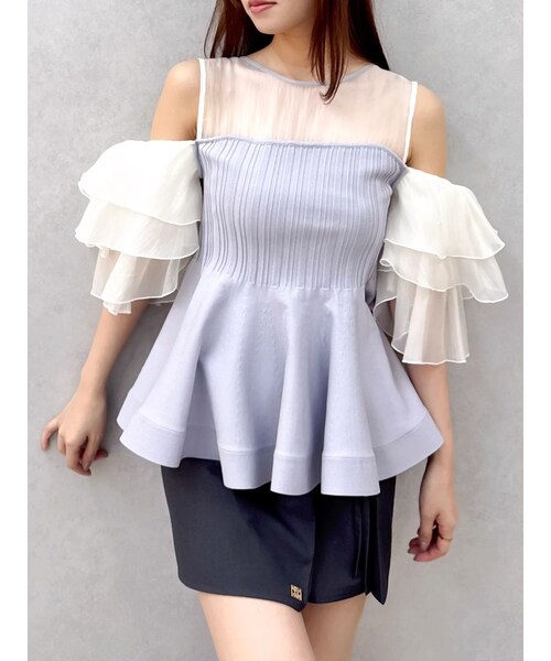 dazzlin（ダズリン）の「ビスチェライクチュニック（チュニック・レディース・オフホワイト/ブラック/ネイビー/パープル/ミックス・F）」の5枚目の写真