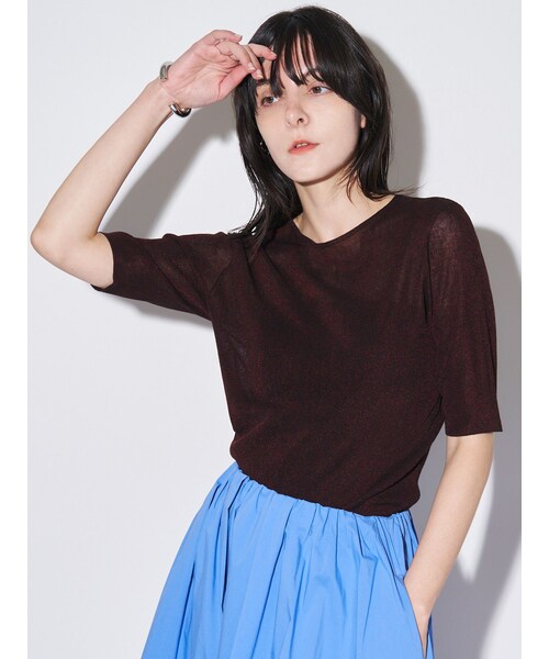 ELENDEEK（エレンディーク）の「2WAY SHEER KT（ニット/セーター・レディース・オフホワイト/ブラック/イエロー/ブラウン・F）」の15枚目の写真