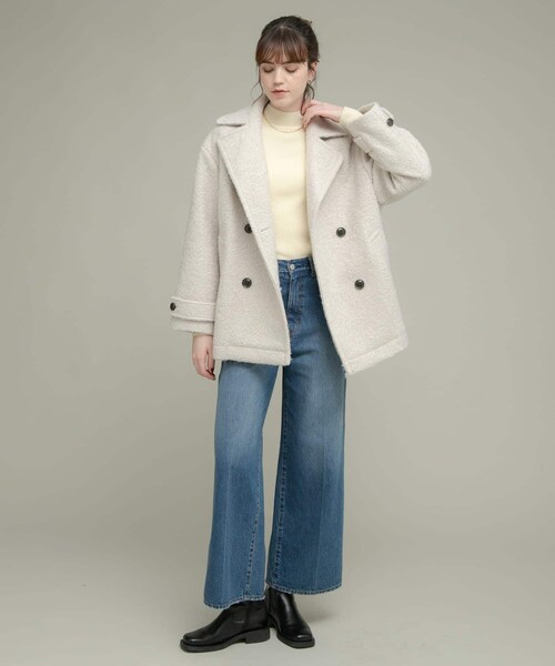URBAN RESEARCH Sonny Label（アーバンリサーチサニーレーベル）の「ウールライクカーリーシャギーコクーンコート（テーラードジャケット・レディース・エクリュ/グレー/チャコール・FREE）」の9枚目の写真