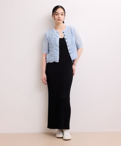 ADAM ET ROPE'(アダムエロペ)の「【WEB限定】シアーシャーリングカーディガン(カーディガン/ボレロ・レディース・ブラック/ホワイト/サックス・F)」の7枚目の写真