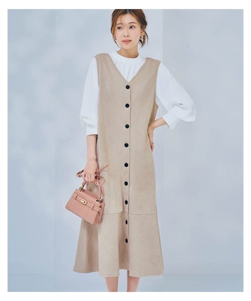 nissen（ニッセン）の「マーメイドジャンパースカート（ワンピース・レディース・黒/エクリュ/チャコールグレー・S/M/L/LL/3L/4L/5L/6L）」の3枚目の写真