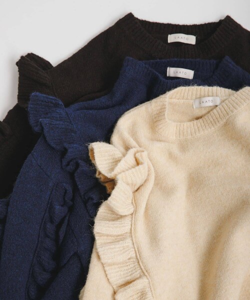 LAATO（ラート）の「frill frill knit（ニット/セーター・レディース・チョコレート/ミッドナイト/ハニー・FREE）」の16枚目の写真