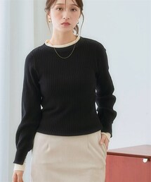 nissen | ふんわり袖配色重ね着風ニットトップス＜大きいサイズ有＞(ニット/セーター)