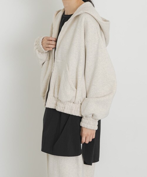 EKAL（エカル）の「ボタニルプライム裏起毛ZIPパーカー（パーカー・レディース・シロ杢/ブラック・one）」の3枚目の写真