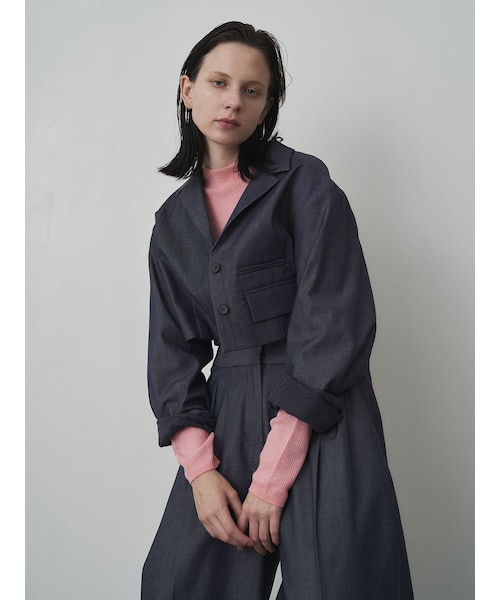 ELENDEEK（エレンディーク）の「TAILORED SHORT JK（テーラードジャケット・レディース・インディゴ/ブラック・F）」の3枚目の写真