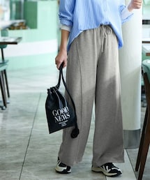 nissen | ＜大きいサイズ＞ワイドカーブスウェットパンツ（ゆったりヒップ）(パンツ)