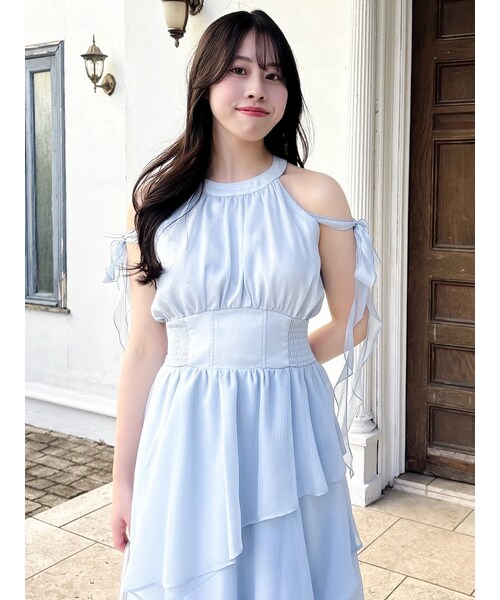 dazzlin（ダズリン）の「アシメフリルリボンシフォンワンピース