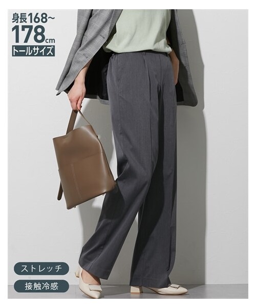 nissen（ニッセン）の「高身長　薄手素材ストレッチきれいめワイドパンツ　丈長め・トールサイズ（パンツ・レディース・黒/杢グレー/ホワイトベージュ・MTT/LTT/LLTT/3LTT/4LTT/5LTT）」の17枚目の写真