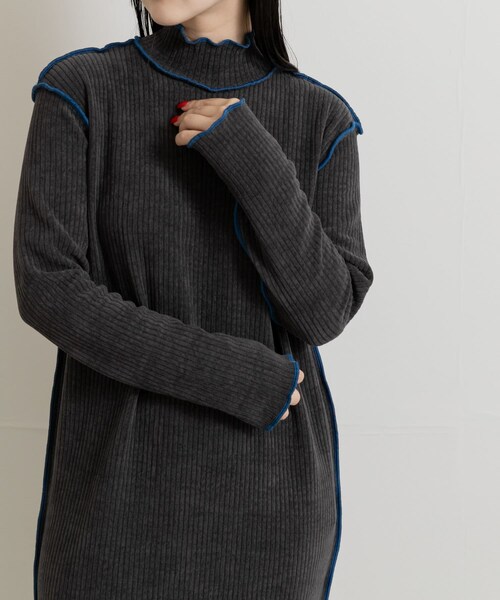 THE GOODLAND MARKET（ザグッドランドマーケット）の「&her　Smooth Rib Onepiece（ワンピース・レディース・CHARCOAL/OFF・FREE）」の13枚目の写真