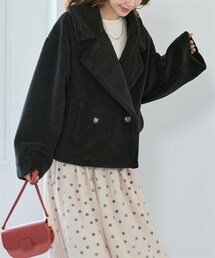 nissen | 大きいサイズ もこもこボアビッグテーラードショートコート(ピーコート)