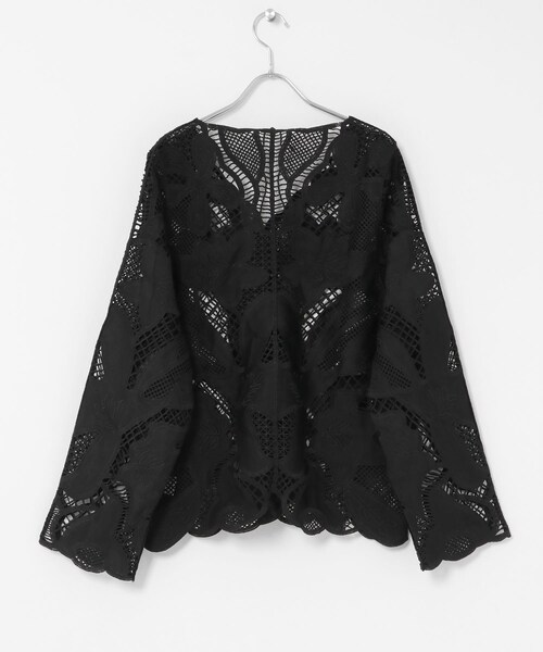 SENSE OF PLACE by URBAN RESEARCH（センスオブプレイスバイアーバンリサーチ）の「ノーカラーレースジャケット（ノーカラージャケット・レディース・IVORY/BLACK・One）」の8枚目の写真