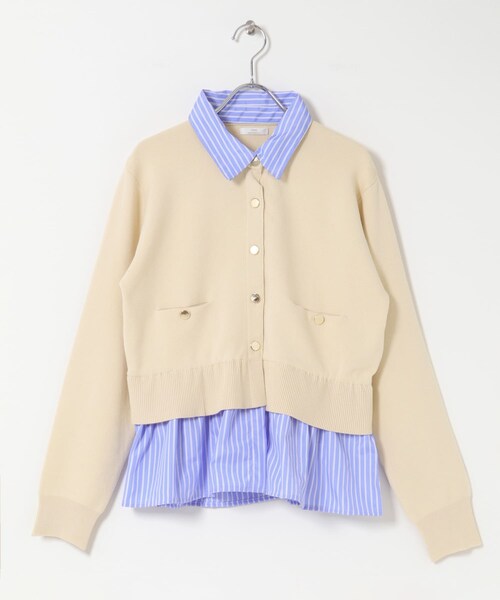 ITEMS URBANRESEARCH（アイテムズ アーバンリサーチ）の「シャツレイヤーニットカーディガン（ニット/セーター・レディース・OFF/NVY/GRY・Free）」の8枚目の写真