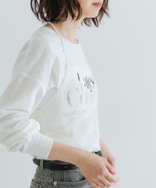 URBAN RESEARCH(アーバンリサーチ)の「ヘアリーニットビスチェ(キャミソール・レディース・CHARCOAL/OFF・FREE)」の6枚目の写真