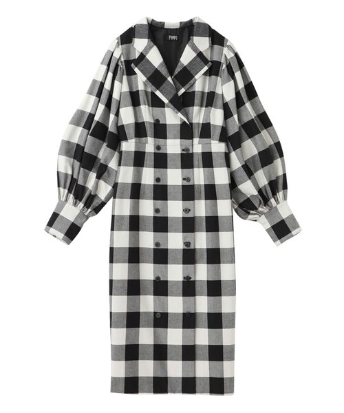 PAMEO POSE（パメオポーズ）の「BUFFALO PLAID COAT-DRESS（その他アウター・レディース・ホワイト/オフホワイト/ブラック/レッド・F/S/M）」の6枚目の写真