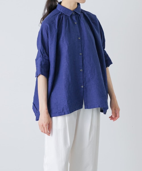 かぐれ（カグレ）の「Honnete　H/SLV GATHER SHIRTS（シャツ/ブラウス・レディース・BLUE/NOIR/SILVER・One）」の2枚目の写真