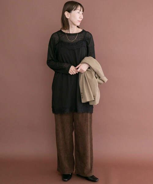 ITEMS URBANRESEARCH（アイテムズ アーバンリサーチ）の「レースキャミチュニック（チュニック・レディース・DOT/BLK/BRN/OFF・Free）」の18枚目の写真