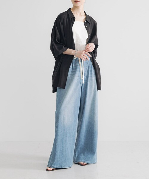 URBAN RESEARCH(アーバンリサーチ)の「ハーフスリーブシアーワイドシャツ(シャツ/ブラウス・レディース・OFF/BROWN/BLACK・FREE)」の22枚目の写真