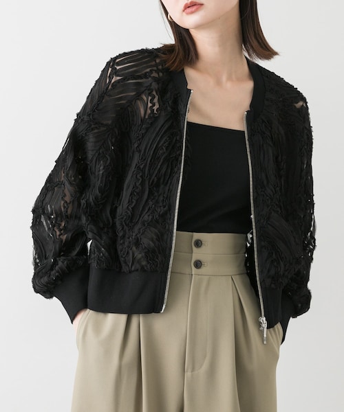 SENSE OF PLACE by URBAN RESEARCH(センスオブプレイスバイアーバンリサーチ)の「コードシシュウブルゾン(ブルゾン・レディース・IVORY/BLACK/BEIGE・one)」の2枚目の写真