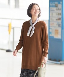 nissen | 大きいサイズ洗濯機で洗えてハンガー干しできる綿混ニットゆるチュニック（毛玉防止）（チクチクしにくい）(チュニック)