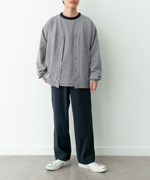URBAN RESEARCH Sonny Label（アーバンリサーチサニーレーベル）の「強撚コットンニットカーディガン（カーディガン/ボレロ・メンズ・グレー/チャコール/レッド・M/L）」の10枚目の写真