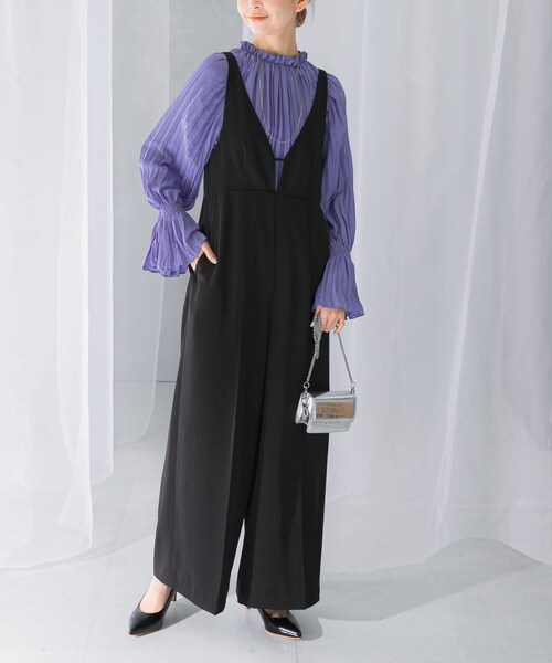 URBAN RESEARCH ROSSO（アーバンリサーチロッソ）の「ワイドパンツデザインオールインワン（サロペット/オーバーオール・レディース・BLACK/BEIGE・36/38）」の5枚目の写真