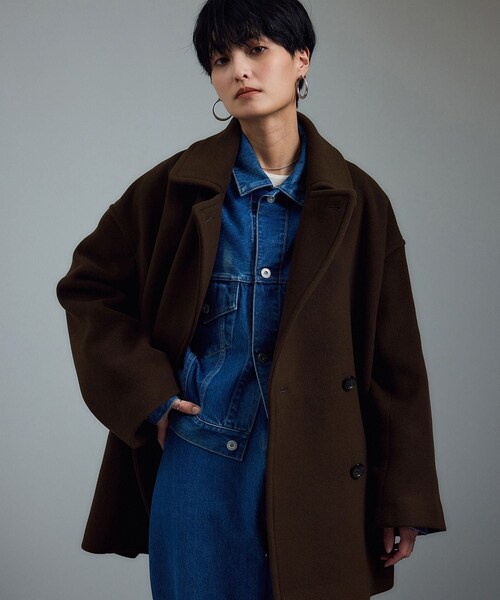 ADAM ET ROPE'(アダムエロペ)の「<追加>【WEB限定】MANTECOウールPコート(ピーコート・レディース・ブラウン/ベージュ系/ネイビー/オフホワイト・M/S)」の5枚目の写真