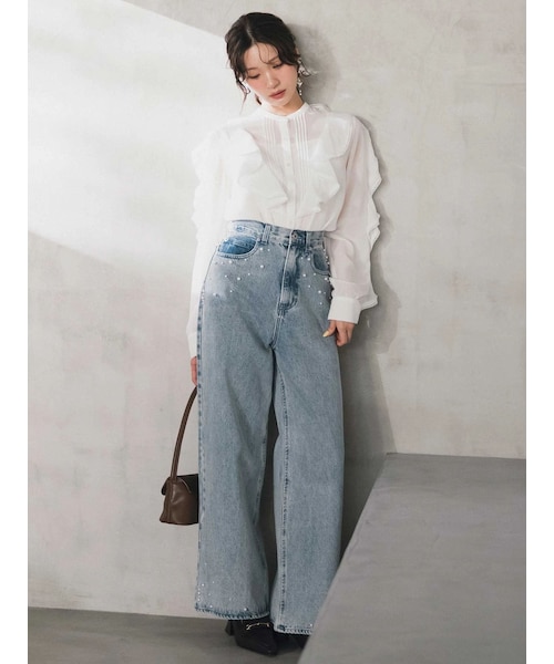 MERCURYDUO（マーキュリーデュオ）の「パールデニムパンツ（デニムパンツ・レディース・ピンク/ブルー/アイスブルー・S/M）」の16枚目の写真