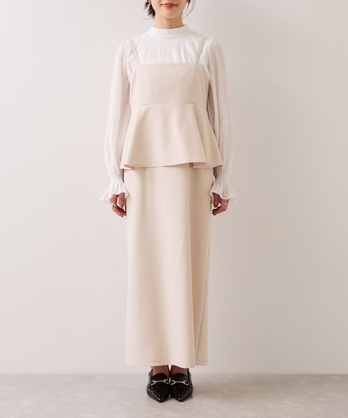 VIS（ビス）の「【WEB限定】美easyコンフォートツイルペプラム切替キャミワンピース/イージーケア・UVケア（ワンピース・レディース・グレー/ベージュ/ネイビー・F）」の17枚目の写真