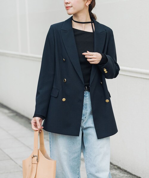 URBAN RESEARCH(アーバンリサーチ)の「ダブルブレストブレザージャケット(テーラードジャケット・レディース・NAVY/BLACK・36/38)」の21枚目の写真