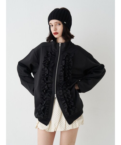 jouetie（ジュエティ）の「フリルトラックジャケット【セットアップ対応】（その他トップス・レディース・アイボリー/ブラック/ブルー・M）」の8枚目の写真