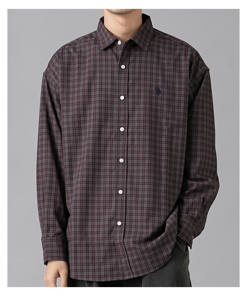 nissen（ニッセン）の「スモールチェック長袖シャツ　U.S. POLO ASSN.（ユーエスポロアッスン ）（シャツ/ブラウス・メンズ・ダークグレー/ブラウン系・S/M/L/LL）」の6枚目の写真