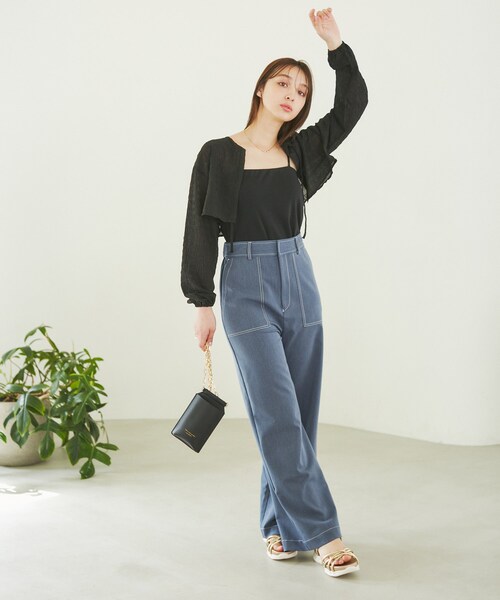 ROPE' PICNIC（ロペピクニック）の「ふくれジャガードボレロ（その他トップス・レディース・ブラック/キナリ・F）」の7枚目の写真