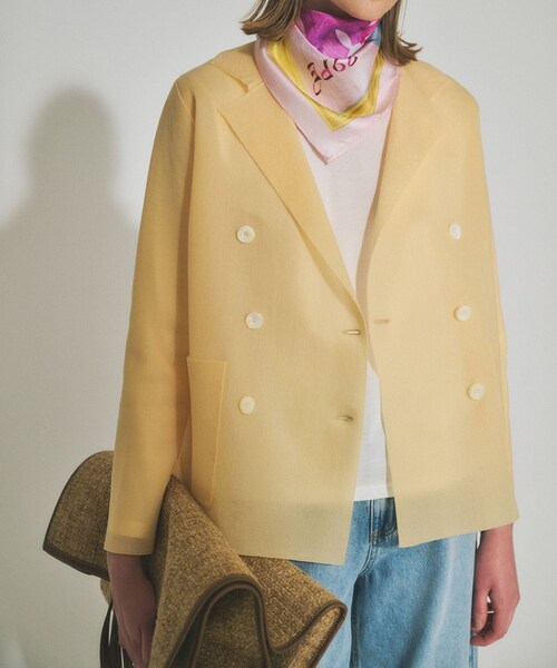 ROPE'(ロペ)の「【ADAWAS(アダワス)】SHEER KNIT JACKET|ジャケット(テーラードジャケット・レディース・ホワイト/オフホワイト/ピンク・F)」の16枚目の写真