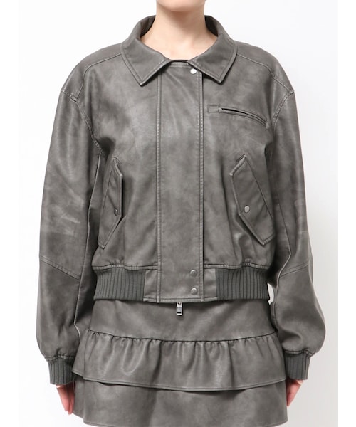 ヴィンテージフェイクレザーブルゾン
