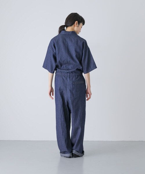 かぐれ(カグレ)の「綿麻デニムハーフスリーブオールインワン(つなぎ/オールインワン・レディース・INDIGO・Free)」の3枚目の写真
