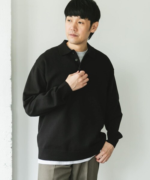 URBAN RESEARCH DOORS（アーバンリサーチドアーズ）の「『XLサイズ/WEB限定/仁村紗和さん着用』『UR TECH 200日ニット』 ポロシャツ（ポロシャツ・メンズ・L/GRY/BROWN/BLACK/BLUE GREEN・M/L/XL）」の21枚目の写真
