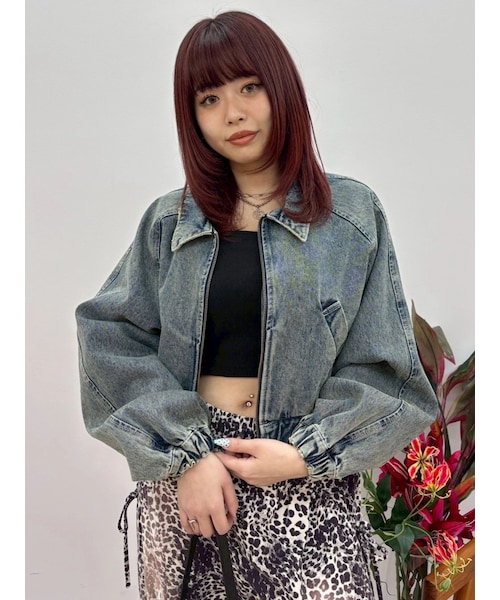 EVRIS（エヴリス）の「ヴィンテージライクデニムショートブルゾン（デニムジャケット・レディース・ブラック/ブルー・F）」の10枚目の写真