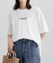 nissen | 綿混オーバーサイズきれいめロゴＴシャツ(Tシャツ/カットソー)