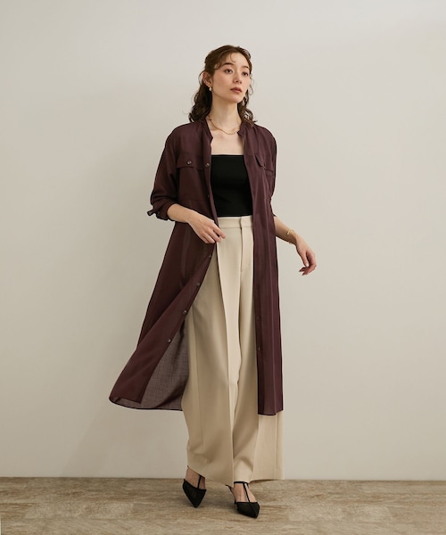 ROPE'（ロペ）の「【洗える】サファリシャツドレス（シャツワンピース・レディース・オフホワイト/ブラウン・36/38）」の16枚目の写真