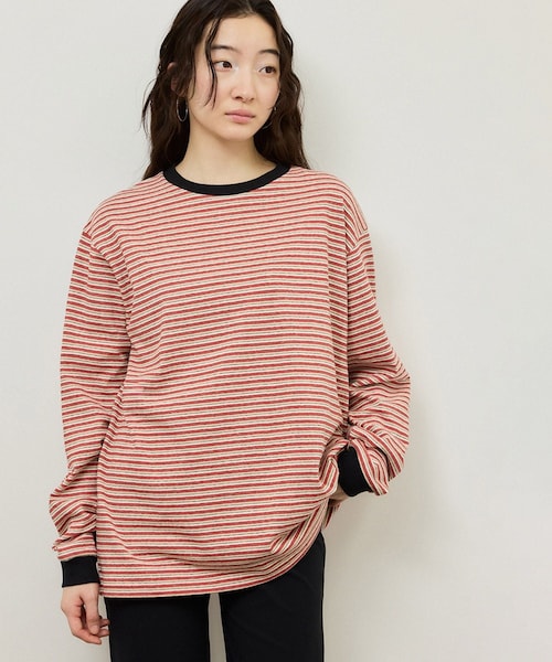 ADAM ET ROPE'(アダムエロペ)の「【BATONER for ADAM ET ROPE'】別注HIGH GAUGE BORDER LS T-SHIRT(Tシャツ/カットソー・レディース・グレー/レッド・F)」の6枚目の写真