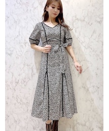 MERCURYDUO | リーフ柄パイピングデザインマーメイドワンピース(ワンピース)