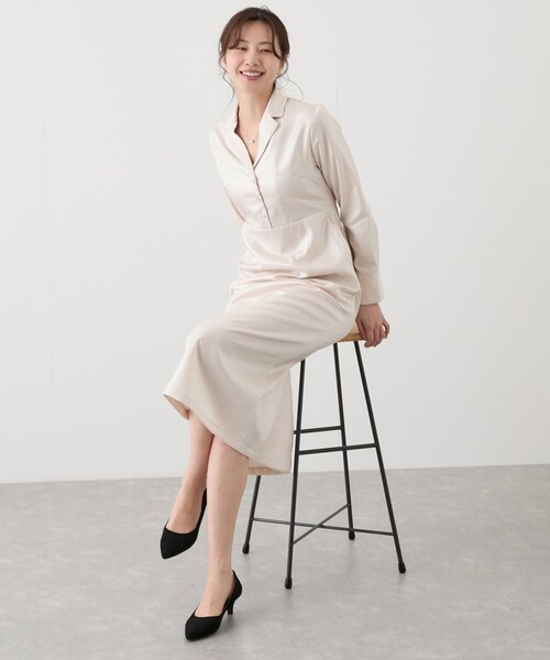 Jayro（ジャイロ）の「開衿Iラインワンピース（ワンピース・レディース・チャコール/キナリ/ベージュ・M）」の17枚目の写真